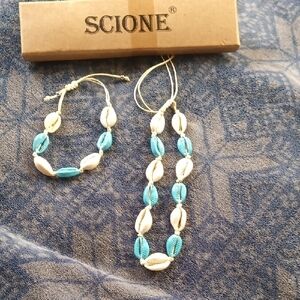 Blue and White Shell Bracelet